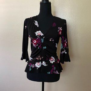 Candie's Black floral blouse